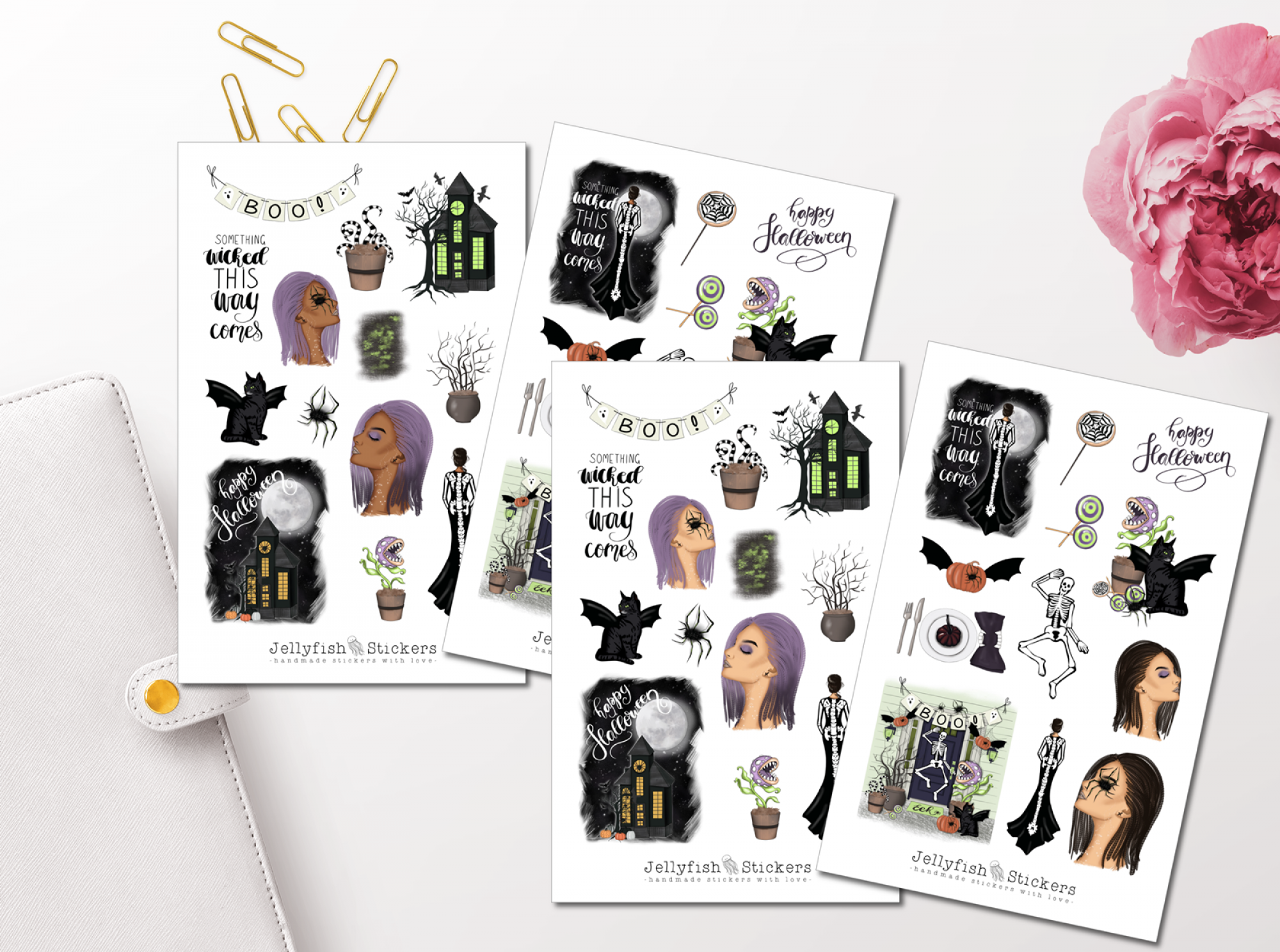 Mädchen Halloween Hexe Sticker Set